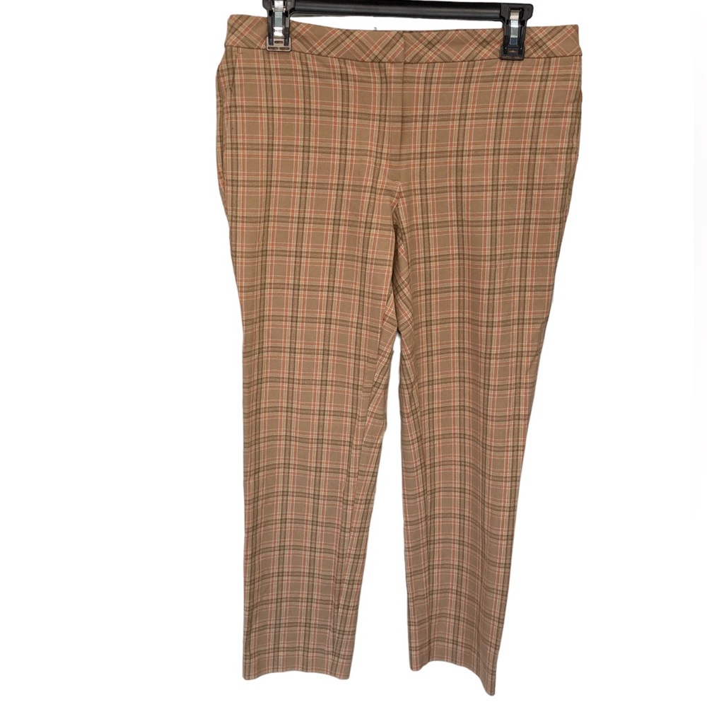J. Jill Bi-Stretch Camel‎ Plaid Ankle Pants Size 8.